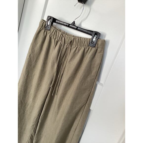 Wilfred‎ Aritzia Women's Globetrot Linen Mid-Rise Wide-Leg Pants Dark Khaki XS - Picture 3 of 12